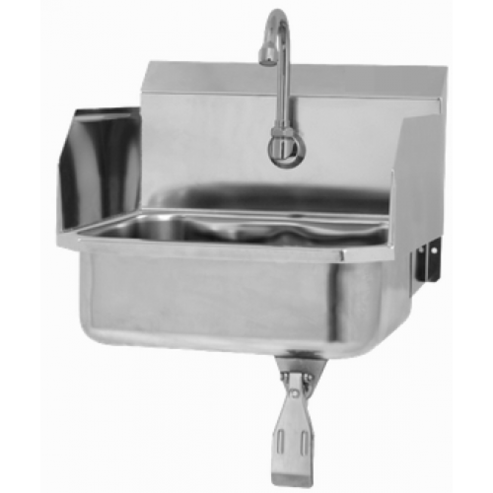 Wall Mount Sink with Single Knee Valve and Side Splashes