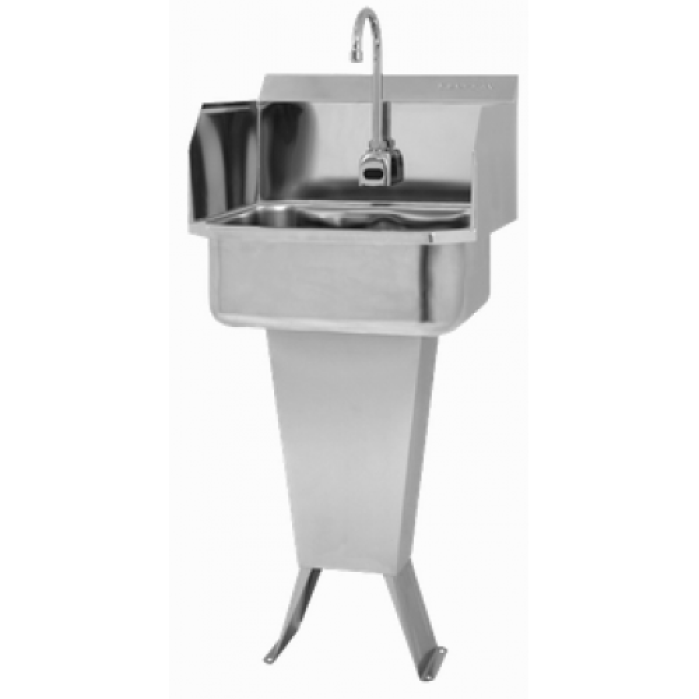 Pedestal Sink with Sensor and Side Splashes