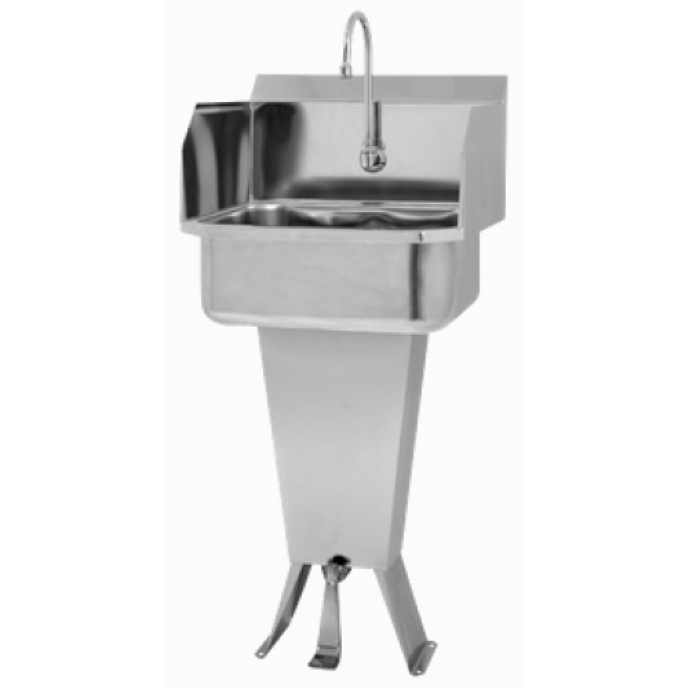 Pedestal Sink with Single Foot Pedal and Side Splashes